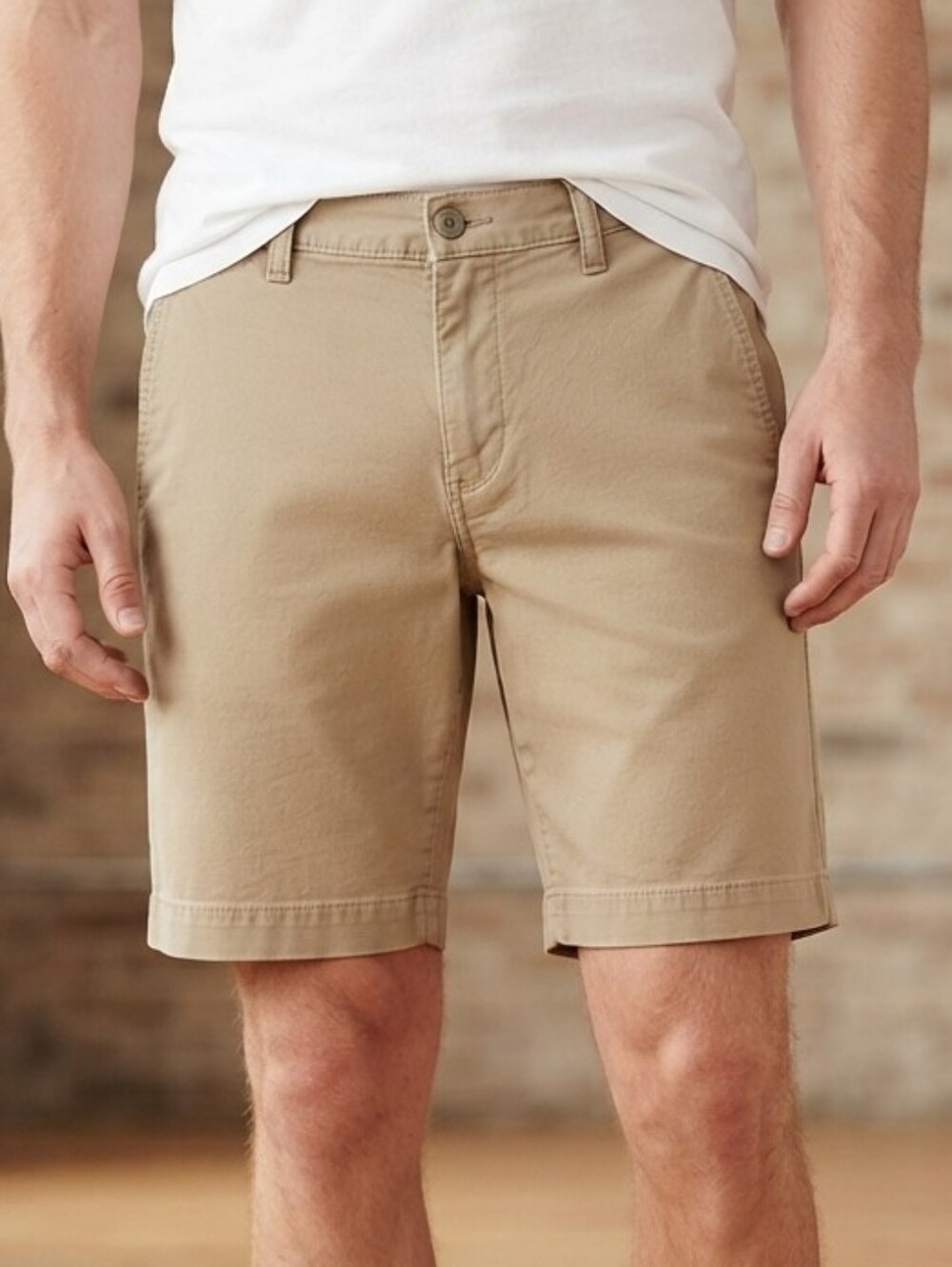 Levi's Men's Khaki Tan Cotton Chino Flat-Front Casual Shorts Size 32 Summer